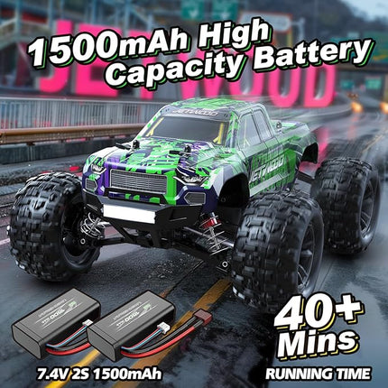 Jetwood 1/16 Fast Remote Control Car for Adults, Electric 4WD RTR RC Cars, High Speed RC Truck Gifts for Boys, Max 38 kph Offroad RC, JC16W with 2 Batteries