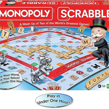 Monopoly Scrabble Game, Play in Under ONE Hour, Score Your Scrabble Word - Move Your Token, by Winning Moves Games USA, Mash-Up of 2 of The World's Greatest Games, 2 to 4 Players Ages 8+ (1250)