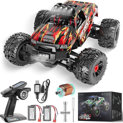 Rc Cars 1:14 All Terrain RC Car for Adults & Boys 4WD Off-Road Remote Control Truck 40+ KM/H High Speed 4X4 Waterproof Remote Control Car with 2 Rechargeable 1500 mAh Batteries 8-12(Red)