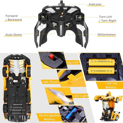 Dolanus Remote Control Car - Transform Robot RC Cars Contains All Batteries: One-Button Deformation and 360 Degree Rotating Drifting, Present Christmas Birthday Gift for Boys/Girls