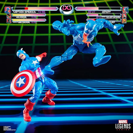 Marvel Legends Series Gamerverse Captain America vs Venom, Retro Video Game-Inspired Collectible 6-Inch Action Figures