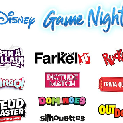 Disney Family Game Night, 10 in 1 Board Game Collection for Kids & Adults, Featuring Mickey, Minnie, Princesses, Toy Story & More. 5 Physical and 5 Digital Games for Ages 6 and up