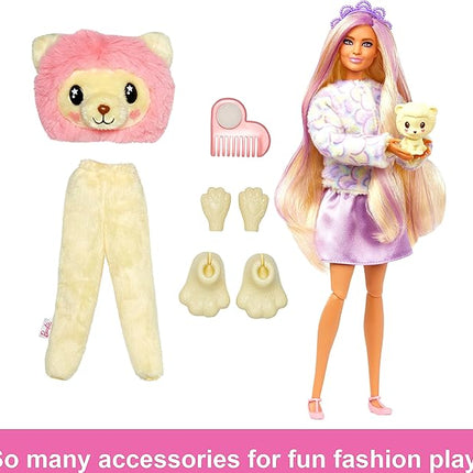 Barbie Cutie Reveal Doll with Blonde Hair & Lion Plush Costume, 10 Suprises Include Accessories & Pet (Styles May Vary)