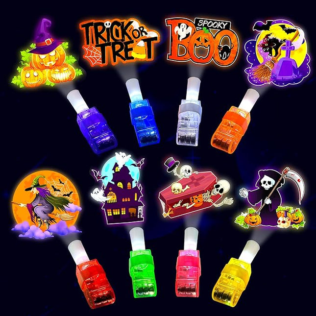 24PCS Halloween Theme Party Favors-LED Finger Lights：Glow-in-the-Dark Light-Up Toys Bulk for Kids Halloween Goodie Bag Fillers Basket Stuffers and Trick or Treat Non Candy Gifts, Classroom Prizes
