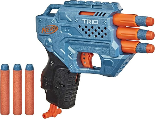 Nerf Elite 2.0 Trio SD-3 Blaster - Includes 6 Official Darts - 3-Barrel Blasting - Tactical Rail for Customizing Capability