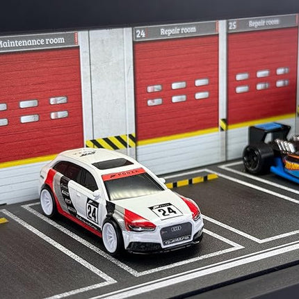 1/64 Model Car Display Case - Compatible with Hot Wheels Matchbox Mini GT Diecast Cars,Acrylic Box for Toy Cars Display Décor and Storage,Stackable Garage Diorama with LED Lights(1T-FormulaRe)