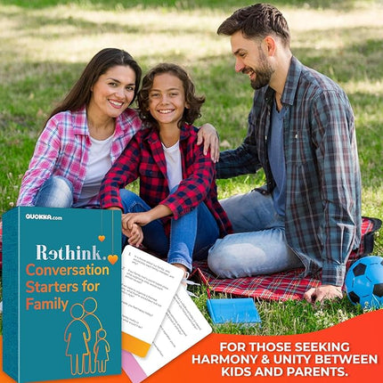 QUOKKA Conversation Cards Game - Family Edition | 500 Questions | Original Version | Share Thoughts - Fun Talking Board Game for Family Night