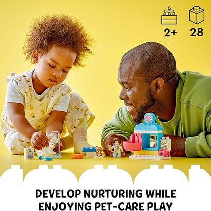 LEGO DUPLO Town Visit to The Vet Clinic Pet-Care Role-Play Toy, Dog, Cat and Veterinarian Figures, Social Emotional Learning Pretend Play Animal Set for Toddlers Aged 2 Years Old and Up, 10438