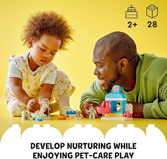 LEGO DUPLO Town Visit to The Vet Clinic Pet-Care Role-Play Toy, Dog, Cat and Veterinarian Figures, Social Emotional Learning Pretend Play Animal Set for Toddlers Aged 2 Years Old and Up, 10438