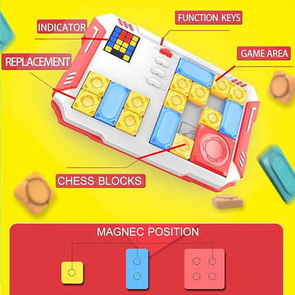 Super Slide Puzzle: Over 500 High-Level IQ Challenges, Exciting Educational Brain Teaser for Kids & Teens, Quality-Made, Great Travel & Gift Option (White/Red)