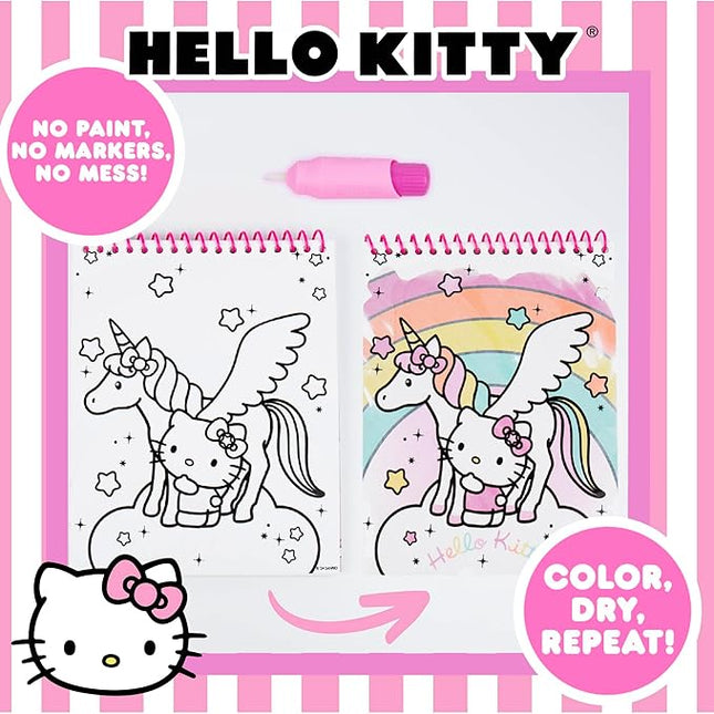 Hello Kitty Aqua Art Pad, 4 Art Pages, On The Go Reusable Water-Reveal Activity Pad, Mess Free Arts and Crafts, Paint with Water Brush Set, Kids Toys, Sanrio Stuff, Hello Kitty Craft Kits for Kids 3+