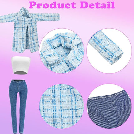 23 Pieces Doll Clothes & Accessories for 11.5 Inch Girl Dolls Include 5 Tops 5 Pants Fashion Outfits 5 Coats Jacket 5 High Heels 5 Flat Shoes and 3 Accessories for 11.5 Inch Girl Dolls Fashion Set