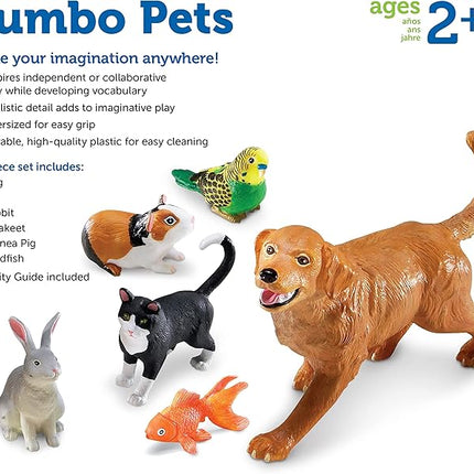 Learning Resources Jumbo Domestic Pets - 6 Pieces, Ages 2+ Preschool Pet Toys, Classroom Desk Pets, Preschool Learning Toys