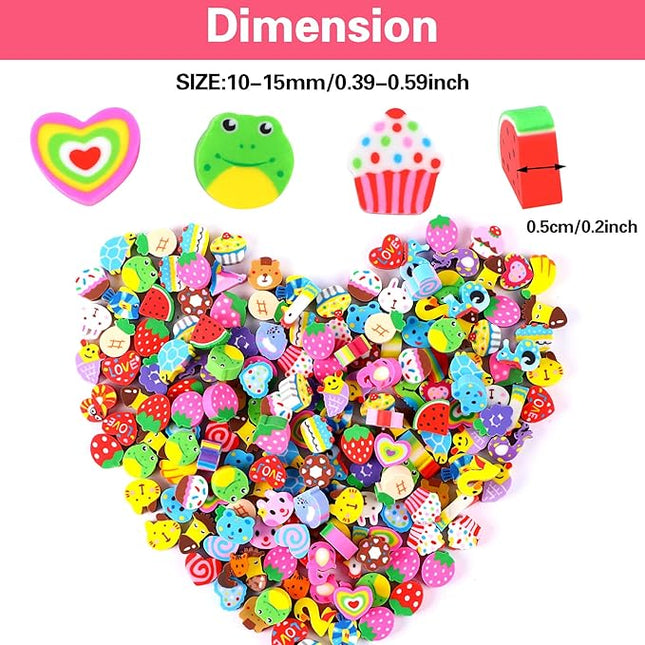 JUNEBRUSHS 150 Pieces Mini Erasers for Kids Bulk, Novelty Animal Erasers,Pencil Erasers Assortment,Cute Small Erasers for Students Homework School Classroom Rewards Prizes ,Party Favors Multicolor