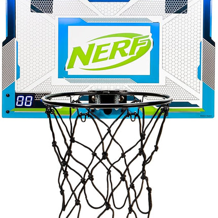 NERF LED Over The Door Mini Basketball Hoop - Light Up Indoor Kids Basketball Hoop - Electronic Slam Dunk Set with Mini Ball - Door + Bedroom Toy for Kids