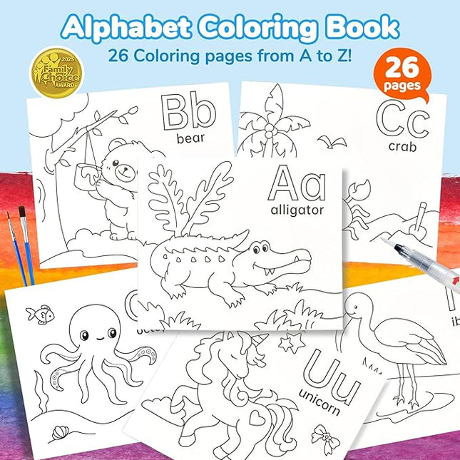 JoyCat Paint with Water Coloring Books for Toddlers, Watercolor Painting Sets for Kids Ages 3-5 4-8, Arts and Crafts Drawing Activities Toy Birthday Gift for Boys Girls (Animal & Alphabet)