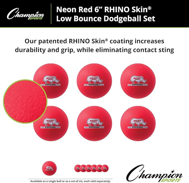 Champion Sports® Rhino Skin® Low Bounce Dodgeball Sets & Singles for Playground, PE, Backyard & League Games – Team Sports Equipment for Youth & Adults