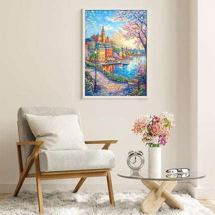 Bloomswick Jigsaw Puzzles, Puzzles for Adults 1000 Pieces, Spring Town Hard Difficult Challenging Puzzles, Home Decoration Puzzle, Interlock Perfectly No Dust