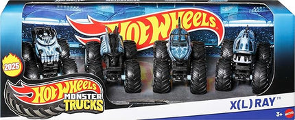 Hot Wheels Monster Trucks, 4-Pack of 1:64 Scale Toy Trucks, Set of 4 X-Ray-Themed Vehicles, Giant Wheels, Favorite Characters & Cool Designs