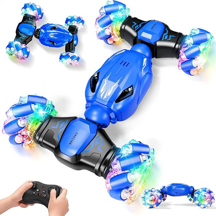 Remote Control Car for Boys 4-7 2.4ghz 4WD Rc Car 360° Rotate Transform Drift with Lights,All Terrains Rc Stunt Car Toys for Boys 6-8 8-12 Birthday