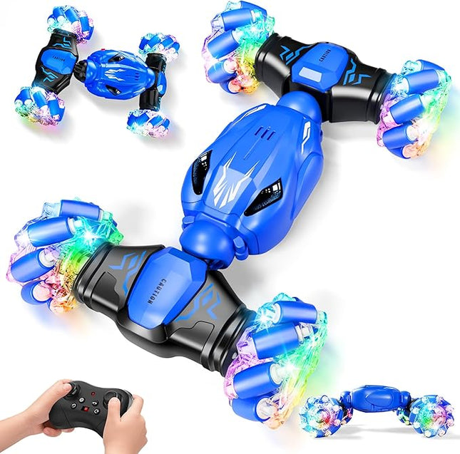 Remote Control Car for Boys 4-7 2.4ghz 4WD Rc Car 360° Rotate Transform Drift with Lights,All Terrains Rc Stunt Car Toys for Boys 6-8 8-12 Birthday