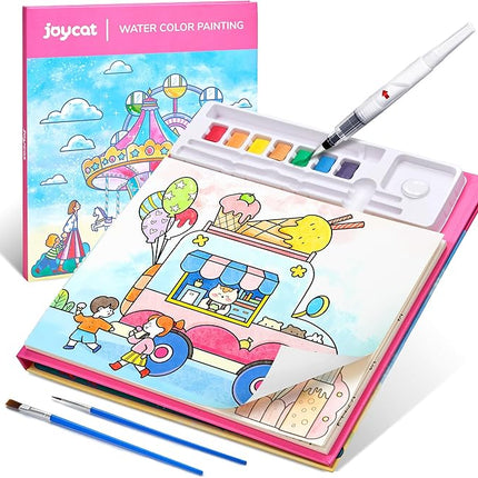 JoyCat Paint with Water Coloring Books for Toddlers, Watercolor Painting Sets for Kids Ages 3-5 4-8, Arts and Crafts Drawing Activities Toy Birthday Gift for Boys Girls (Funfair)
