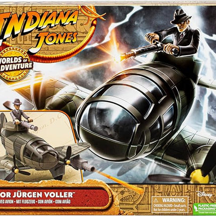 Indiana Jones Worlds of Adventure Doctor Jürgen Voller with Plane Action Figure Set, 2.5-inch, Action Figures for Kids Ages 4 and Up