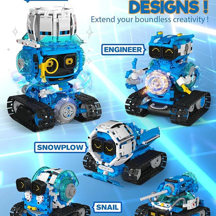 5 in 1 STEM Robot Building Toys for Boys Age 8-13, 494PCS Remote & App-Controlled Set Educational Coding Toy, Kids DIY Sound & Light Interactive Science Sets, Gift for Boys Girls 10-12