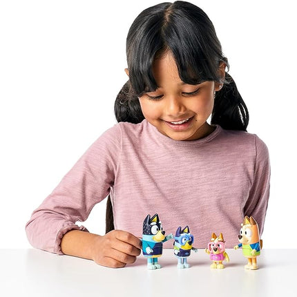 Bluey Figure 4-Pack, Family Beach Day 2.5-3 Inch, Bingo, Bandit and Chilli Character Figures with Accessories