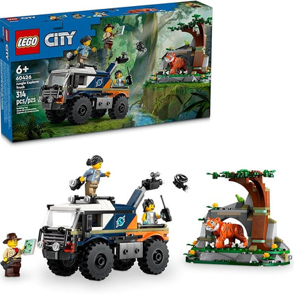 LEGO City Jungle Explorer Off-Road Truck, Jungle Toy Building Set for Kids Aged 6 and Up, Fun Birthday Gift Idea, Off-Road Toy Truck Vehicle, 3 Adventurer Minifigures, Tiger Figure and Car Toy, 60426