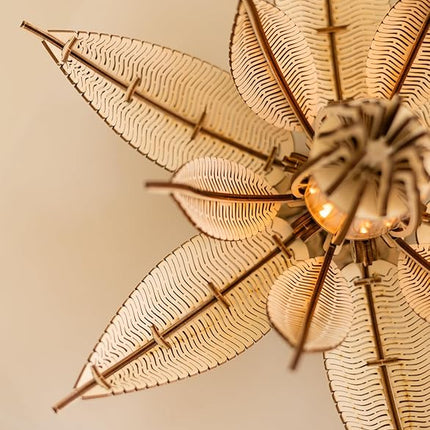 Wood Trick Fiery Bloom Luminous LED 3D Wooden Puzzles for Adults to Build - Interactive Mechanical Movement - Engineering DIY Project Mechanical 3D Puzzle Model Kits for Adults