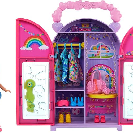 Barbie Chelsea Doll & Closet Toy Playset with 15 Pieces Clothes & Accessories Included, Foldable Set for On-The-Go Play & Storage