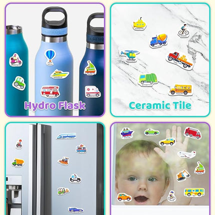 Benresive Reusable Sticker Book for Toddlers 2-4 Years, Fun Travel Stickers for Kids, Waterproof Sticker Books for Toddlers 1-3, Crafts Activities for Todddlers 1-3 2-4 3-5 - Transport