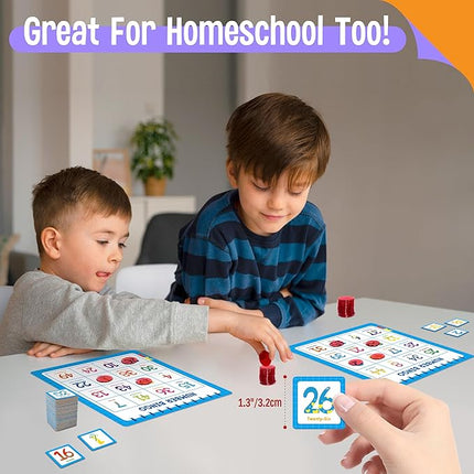 Family Bingo Game, Alphabet Animal Sight Word and Number Bingo Board Game, Counting and Matching Skills Classic Educational Game for Kindergarten and Preschool Kids, Perfect for Home and Classroom