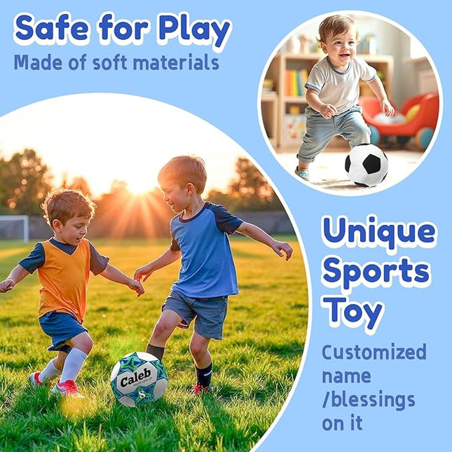 Baosity Custom Soccer Pillow with Text Plush Toy for Kids Stuffed Soccer Creative Room Decor Fluffy Sports Toy Personalized Birthday Christmas Party Easter Gifts for Boys Girls Toddler Kids