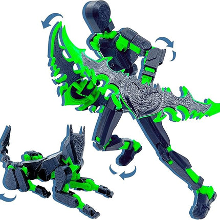 T13 (Assembly Completed) Action Figure Set, 3D Printed Toys Robo 13 Dummy 13 Titan 13 Nova 13 Stick Titan (Black + Green)