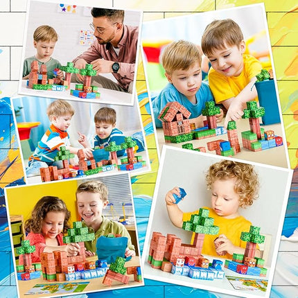 100PCS Magnetic Blocks,STEM Building Toys for Boys Girls 3+,Toddler Sensory Constructions Stacking Magnet Blocks,Christmas Birthday Gifts for Boys Girls Age 4 5 6 7 8 9 10