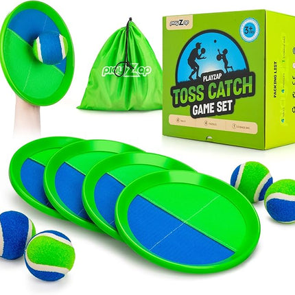 PlayZap Toss and Catch Ball Set Upgraded - Toddler Toys Kids Games for Whole Family - Water-Resistant Great for Beach Pool Yard Outdoor Games - Gift for 3 4 5 6 7 8 9 10 11 12+ Years Old Boys Girls