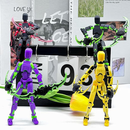 4 Packs (Assembly Completed) T13 Action Figure Set,Titan 13 Robot Movable Action Figure,3D Printed 13 Action Figure Articulated,Full Body Mechanical Doll,Christmas Birthday Gift for Kids Adult