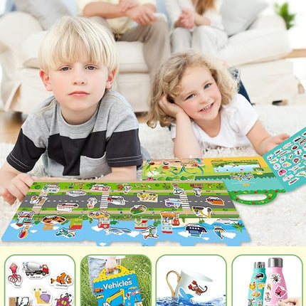 Reusable Sticker Book for Toddlers 2-4 Years, Stickers for Kids, Toddler Sticker Book Ages 1-3, Toddler Craft Activities, Toddlers Travel Toys Ages 2+ Boy Girl Birthday Gifts