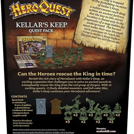 Hasbro Gaming Avalon Hill HeroQuest Kellar's Keep Expansion, Dungeon Crawler Board Game for Ages 14 and Up 2-5 Players Requires HeroQuest Game System to Play