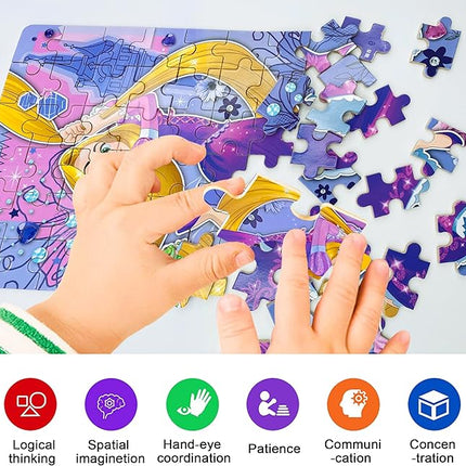 LELEMON Puzzles for Kids Ages 4-8, 60 Piece Puzzles for Kids Ages 3-5,Cool Jigsaw Puzzles in a Metal Box,Educational Learning Puzzle Games Puzzle Toys Gifts for Girls and Boys