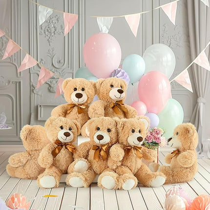 MaoGoLan 7Pcs Bulk Teddy Bears Stuffed Animals Baby Shower, Soft Small Stuffed Bears in Bulk, 13.5" Cuddly Mini Teddy Bears Centerpiece,Wedding,Party,Engagement