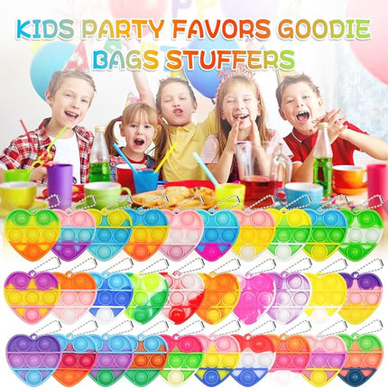 Pop Fidget Toys Bulk Its Valentines Day Gifts for Kids 30 Pack Valentines for Kids Classroom Valentines Day Party Favors Mini Heart Pop Fidget Keychain It Bulk Toys Valentine Goodie Bags Boys Girls