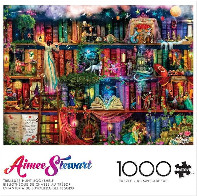 Buffalo Games - Aimee Stewart - Treasure Hunt Bookshelf - 1000 Piece Jigsaw Puzzle for Adults -Challenging Puzzle Perfect for Game Nights - Finished Size is 26.75 x 19.75