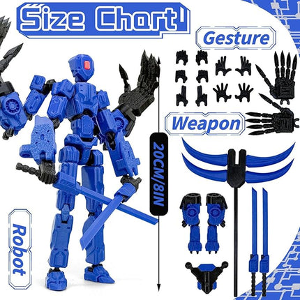 8Inch T13 Action Figure Assembly Completed,3D Printed Multi-Jointed Movable Toy Nova 13 Action Figures Desktop Decorations for Game Lovers Toy (Blue)