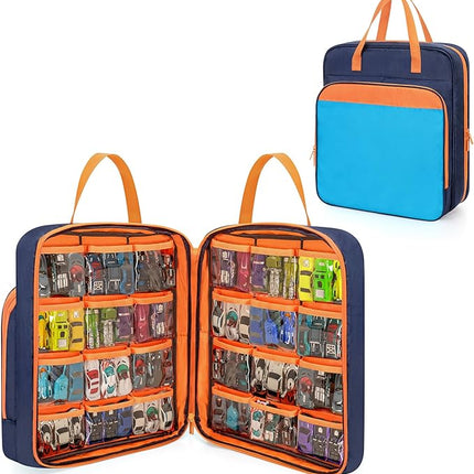 CURMIO Toy Cars Carrying Case Compatible with Hot Wheels Up to 99pcs, Portable Car Toy Storage Organizer Bag for 1/64 Scale Toy Cars, Matchbox Cars, Dolls, Mini Toys, Bag Only