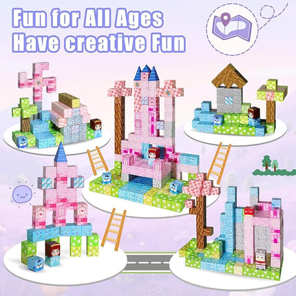 100PCS Magnetic Blocks, Magnetic Building Blocks, STEM Constructions Magnet Blocks for Boys Girls Age 3 4 5 6 7 8 9 10, Sensory Stacking Toy Christmas Birthday Gifts for Kids