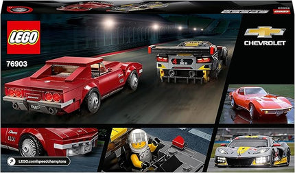 LEGO 76903 Speed Champions Chevrolet Corvette C8.R Race Car and 1969 CC Racing Model, Toy Cars Building Kit for Kids 8 Plus Years Old, 2 Sports Models