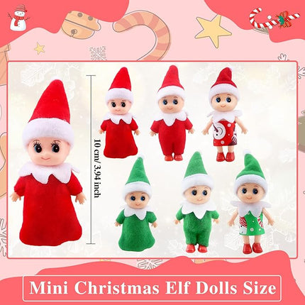 12 Pcs Christmas Baby Dolls Mini Elf Dolls Xmas Twins Dolls Craft Cute Tiny Christmas Elves for Christmas Decoration Stocking Stuffers Kids Toys Party Gift